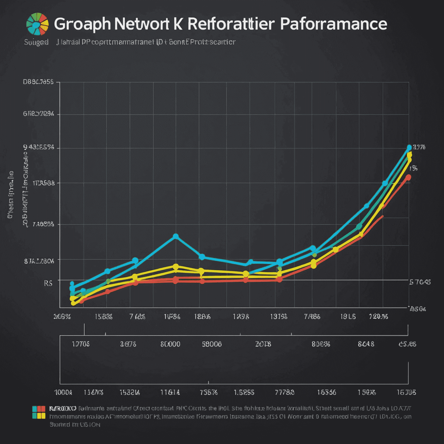 Grafico che mostra il miglioramento delle prestazioni di rete dopo l'utilizzo di Advanced IP Scanner, con linee colorate che rappresentano vari parametri di rete